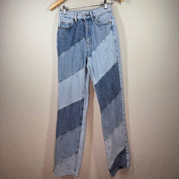 PacSun Women's Patchwork 90's Boyfriend Straight‎ Leg Jeans Denim Size 24 - Picture 2 of 11